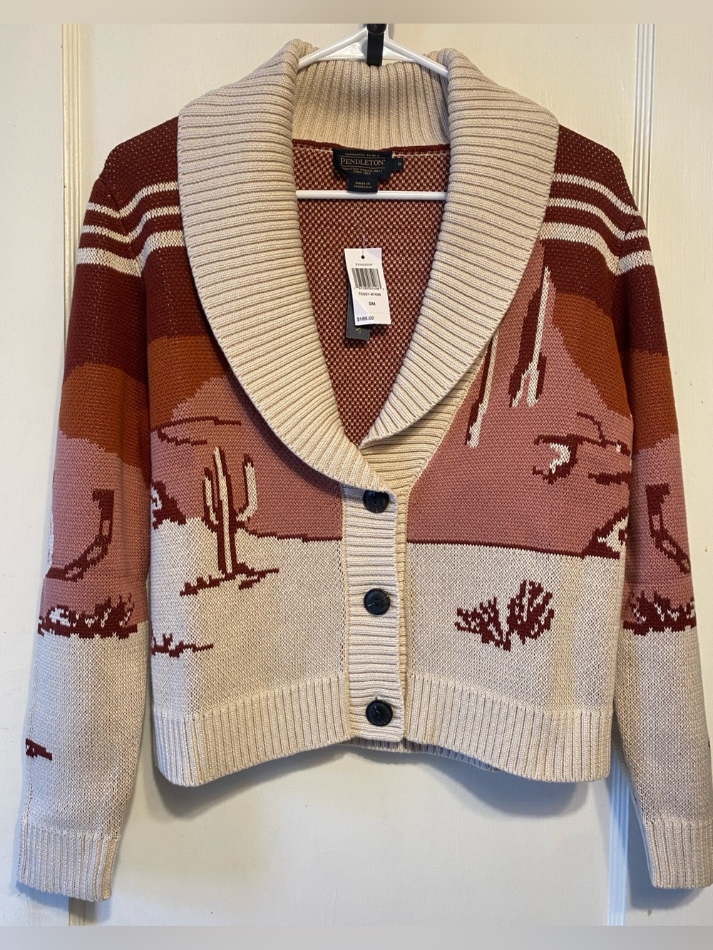 NEW NWT Pendleton Women’s Scenic Western Cotton Cardigan Horse Sweater Small S - Picture 8 of 9